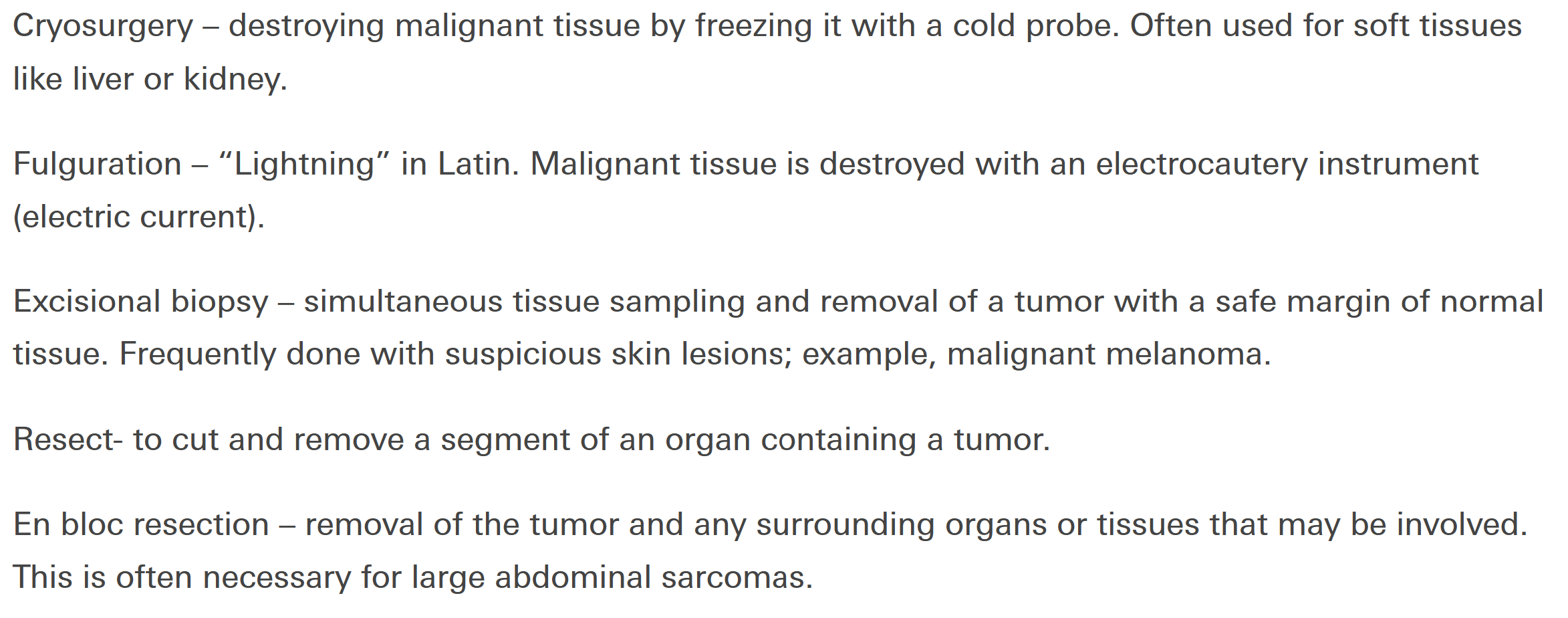 <p>surgery cancer terms </p>
