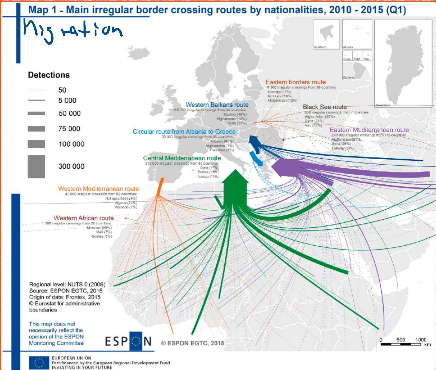 <p>portray flows between geographic locations when the actual route of flow is unimportant</p><p>Migration</p>