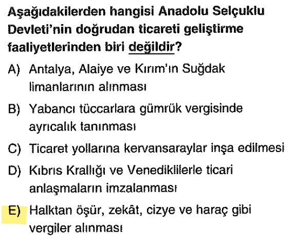 <p>Bu vergiler genel devlet geliridir. Liman fethi ve kervansaraylar ise doğrudan ticari hamlelerdir.</p>