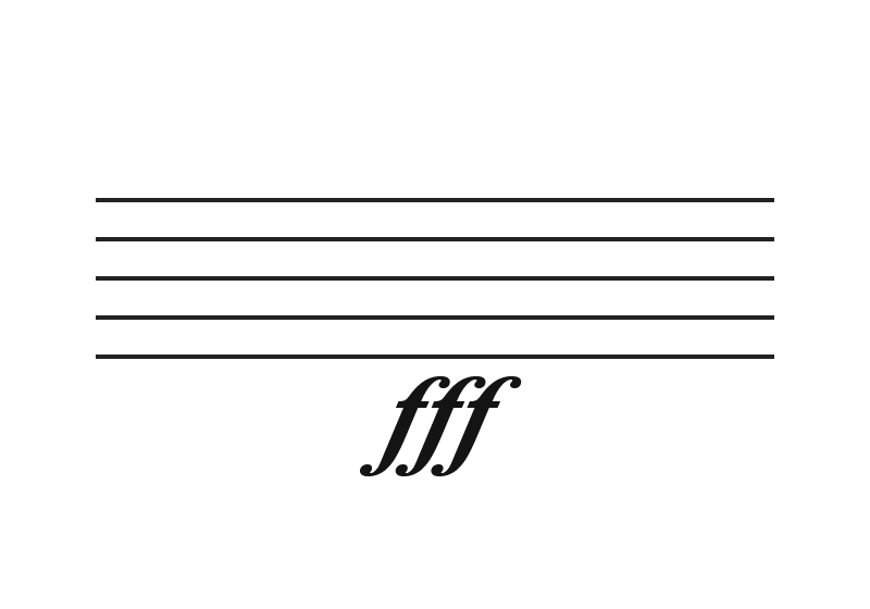 <p>forte fortissimo (fff)</p>