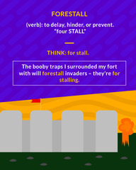 <p>to prevent; delay</p>