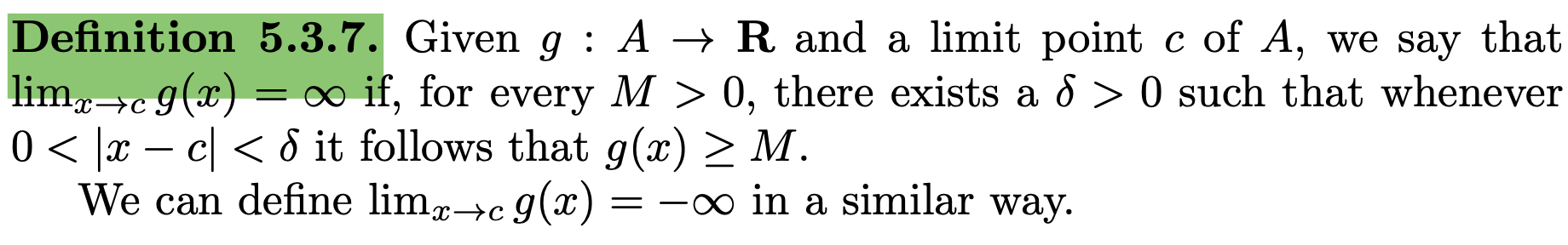 <p>Definition Infinite Limit</p>