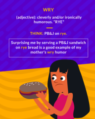 <p>cleverly and often ironically or grimly humorous</p>