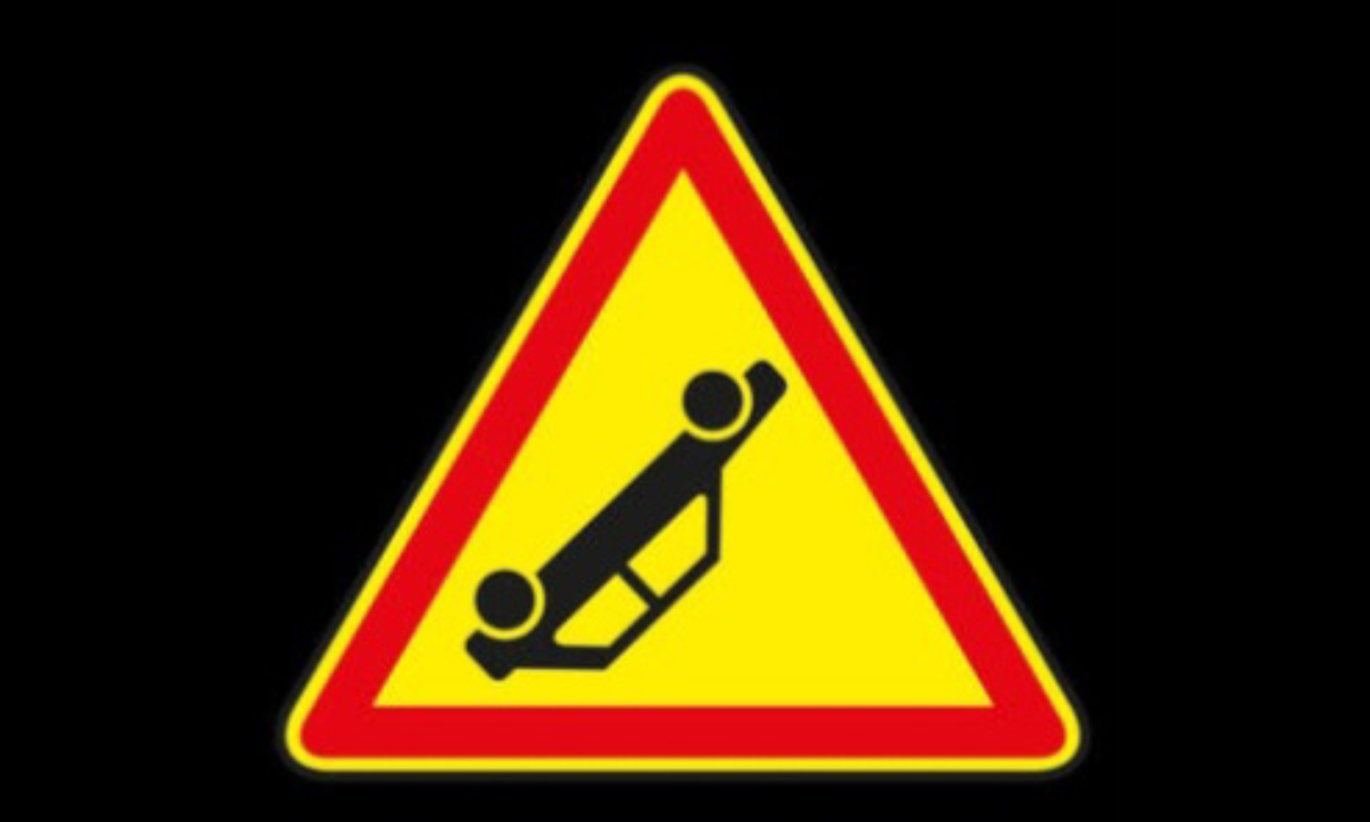 <p>Que signifie le panneau Annonce d'accident (voiture retournée) et quelle est l'interdiction comportementale clé ?</p>