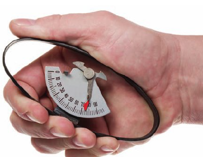 <ul><li><p>Hand weakness most common in female clinicians w/ petite hands</p></li><li><p>Device for grip — hand size is correlated in women, not men (Men with bigger hand have better grip strength)</p></li><li><p>Dynamometry device = measures grip/ hand strength</p></li><li><p>Weak hand strength = pain</p></li></ul><p></p>