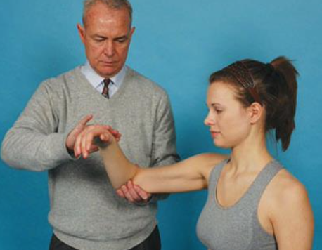 <ul><li><p><span>PURPOSE: To detect Rotator cuff tears involving the teres minor</span></p></li><li><p><span>DESCRIPTION: The test is performed with the patient in the sitting or standing position. The patient’s arm is supported at 90 degrees of abduction in the scapular plane, with the elbow flexed to 90 degrees. The patient is then asked to rotate the forearm externally against the resistance of the clinician’s hand.</span></p></li><li><p><span>RESULT: . If the patient is unable to externally rotate the shoulder in this position, the horn-blower’s sign is said to be present</span></p></li></ul><p></p>