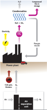 <ul><li><p><span style="background-color: transparent;">O2 separated from air</span></p></li><li><p><span style="background-color: transparent;">Fuel is combusted in pure oxygen&nbsp;</span></p></li><li><p><span style="background-color: transparent;">Flue gas (ideally) only contains H2O and CO2&nbsp;</span></p></li><li><p><span style="background-color: transparent;">H2O can be condensed out</span></p></li><li><p><span style="background-color: transparent;">No further separation of CO2 required</span></p></li></ul><p></p>