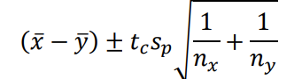 <p>Not in formula book</p><p>t<sub>c </sub>= relevant value from t tables</p>