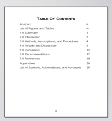 <p>A list at the front of a book showing chapters and page numbers.</p>