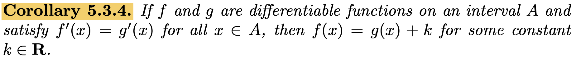<p>f(x) = g(x) + k Corollary </p>