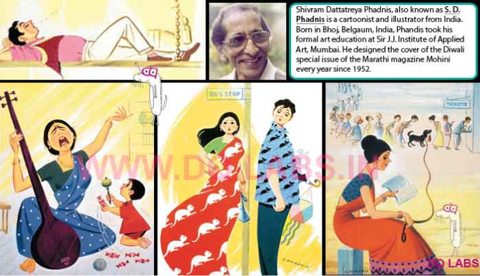 <p>Designed the cover of the Diwali special issue of the Marathi magazine Mohini every year since 1952. V.T</p>