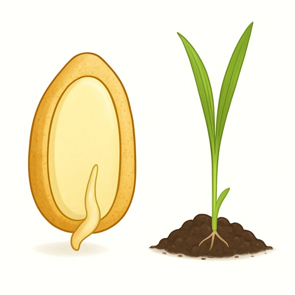 <p>A flowering plant that produces seeds with only one cotyledon.</p>