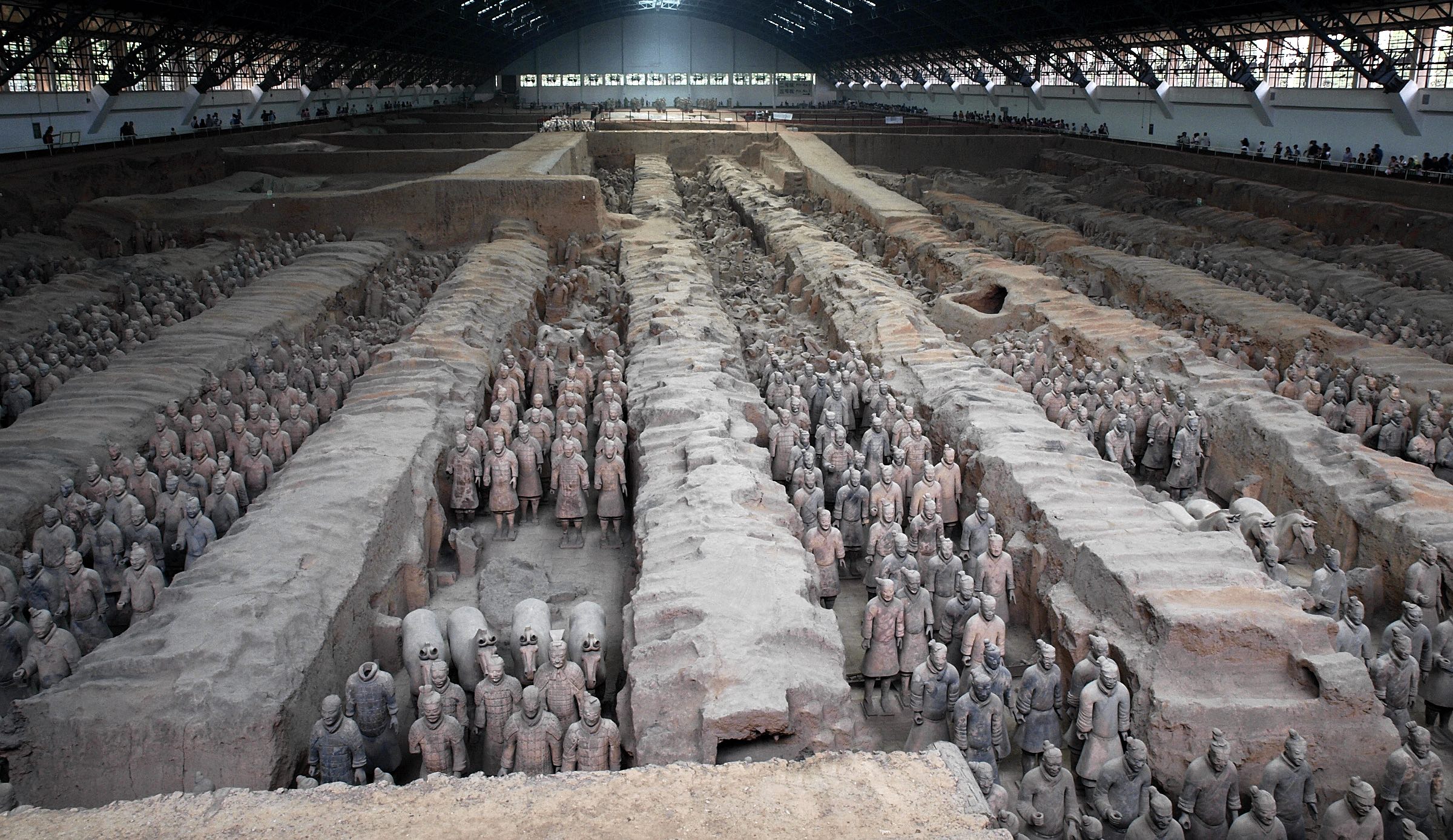 <p>Terracotta warriors; imperial power and afterlife belief.</p>