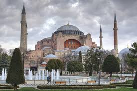 <p>A Byzantine architectural masterpiece built in 532 CE in Istanbul, known for its विशाल dome and luminous interior.</p>
