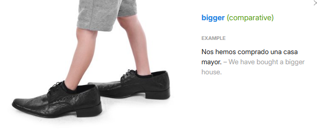 <p>bigger, elder</p>