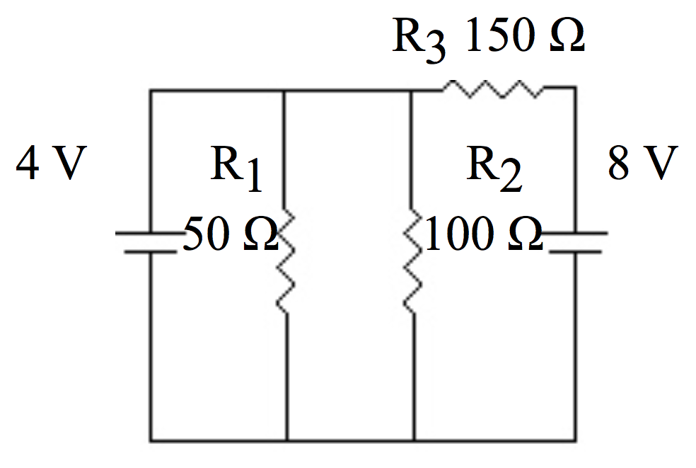 <p><span>What is the </span><strong>current</strong><span> through resistor </span><em>R</em><sub>1</sub><span> in the circuit shown above?</span></p>