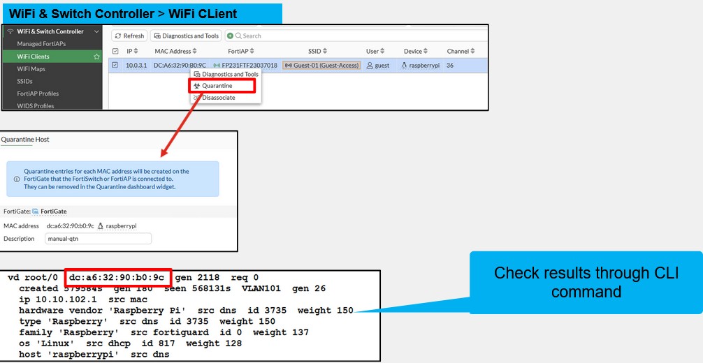 <p>FortiGate offers the capability to quarantine wireless users connected through FortiAPs, enabling administrators to isolate devices that exhibit suspicious behavior or violate network policies.</p>
