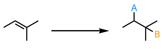 <p>act as nucleophiles</p><ul><li><p>two groups add across a C=C double bond</p></li></ul><p></p>
