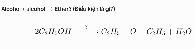 <p>Alcohol tách nước tạo ether</p>