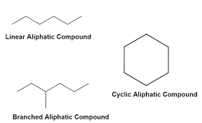 <p>An aliphatic compound is a hydrocarbon joined in a <strong>straight</strong>, <strong>branched </strong>or <strong>non aromatic </strong>rings</p>