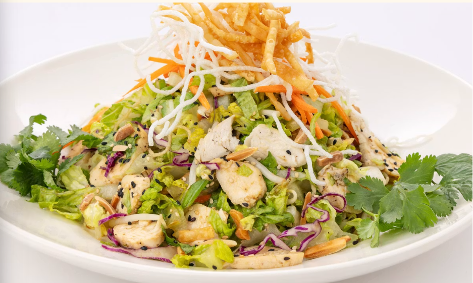 <p>Grilled Chicken, Romaine, Carrots, Bean Sprouts, Green Onions, Cilantro, Rice Noodles, Wontons, Almonds and Sesame Seeds Served with Our SkinnyLicious<span data-name="registered" data-type="emoji">®</span> Sesame-Soy Dressing</p>