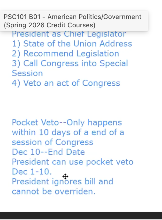 <p>what is a pocket veto?</p>