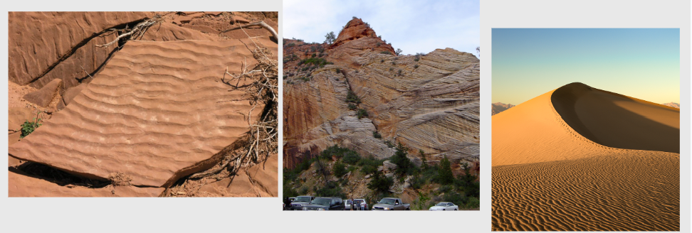 <p><span style="background-color: transparent;">Layering of strata (rock) layers at an angle</span></p><p></p><p>most commonly from the movement of water and wind, with water we generally see two types: </p><ul><li><p><span style="background-color: transparent;"><strong>SYMMETRICAL</strong>: formed from water moving evenly back and forth</span></p></li><li><p><span style="background-color: transparent;"><strong>ASYMMETRICAL</strong>: formed by water currents moving predominantly in one direction. </span></p></li></ul><p><br></p>