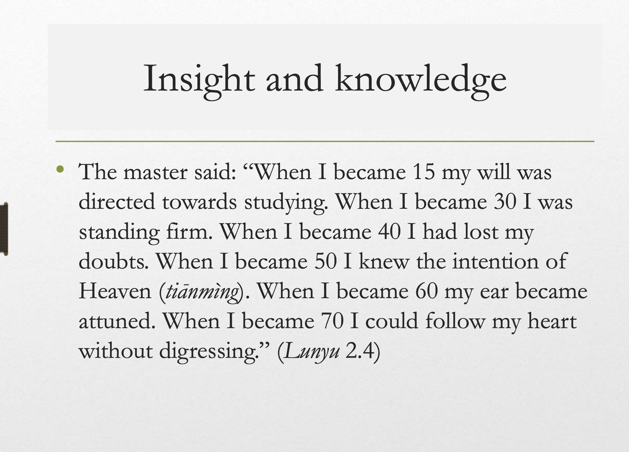 <p><strong>Point</strong></p><ul><li><p>Confucius says Heaven took Yan Yuan.</p></li><li><p>Question: is Heaven personal here?</p></li></ul><p><strong>Know</strong></p><ul><li><p>Tian in Confucius can feel morally/divinely active, but not like a fully personal Christian God.</p></li></ul><p><strong>Exam takeaway</strong></p><ul><li><p>Confucian Tian is morally powerful but ambiguous: partly cosmic, partly personal.</p></li></ul><p></p>