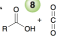 <p>Carboxylic acid + CO2 </p>