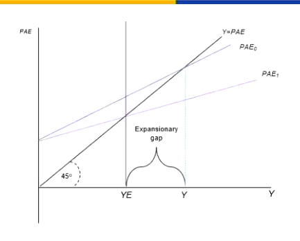 <ul><li><p>a increase in taxes means that disposeable incomes will decrease</p></li><li><p>reduction in disposable income means that consumption will also decrease, a decrease in that will cause the PAE curve to flatten</p></li><li><p>It will flatten up until the point it returns to equilibrium.</p></li></ul><p></p>