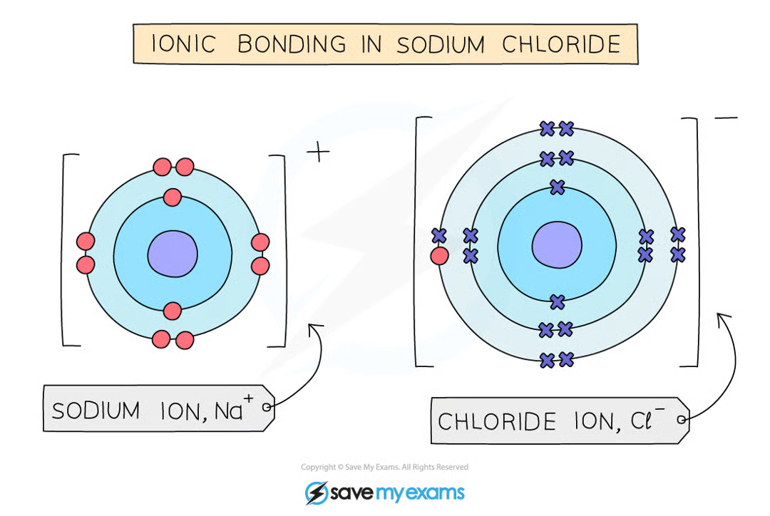 <ul><li><p>ionic compounds: regular arrangement of alternating positive and negative ions where ions are tightly packed together</p></li><li><p>between cations and anions there are strong electrostatic forces of attraction in all directions</p></li></ul><p></p>