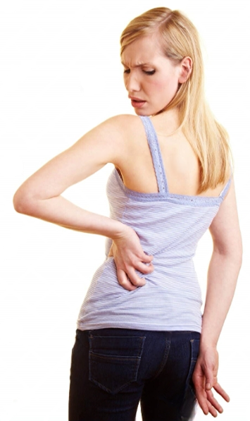 <p>Which way is this person's back leaning?</p>