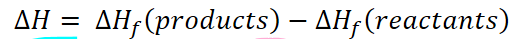 <p>Standard heat of formation</p>