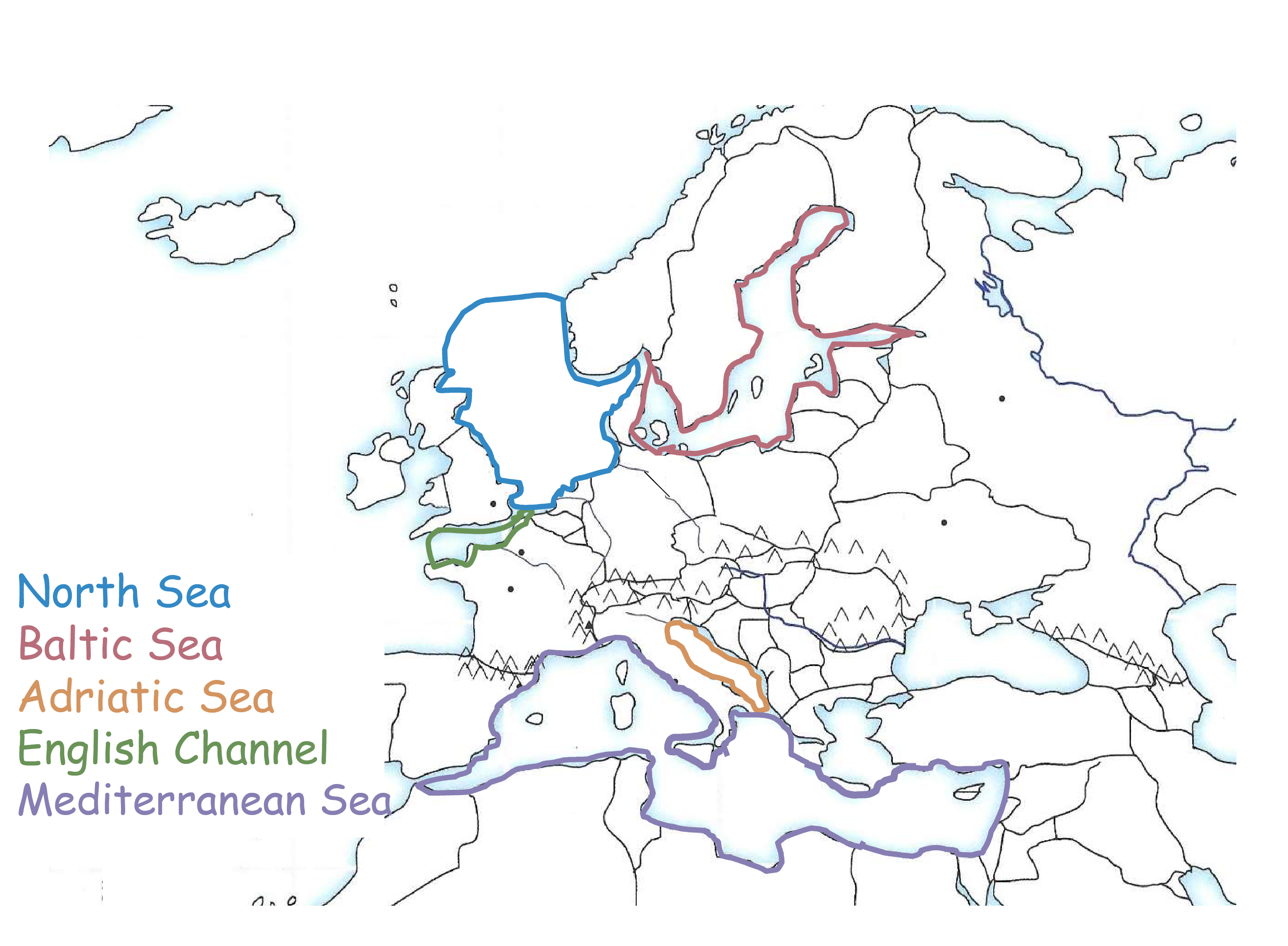 <p>North Sea</p><p>Baltic Sea</p><p>Adriatic Sea</p><p>English Channel</p><p>Mediterranean Sea</p>