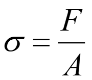 <ul><li><p>a force acting on an area</p></li><li><p>normal stresses act perpendicular to the area (tensile stress → pull apart, compressive stress → squeeze inwards)</p></li><li><p>shear stresses act parallel to the area</p></li></ul><p></p>