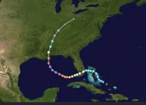 <p>12 You will have circle when Hurricane Katrina reached peak strength. What color does purple mean in this image below</p>