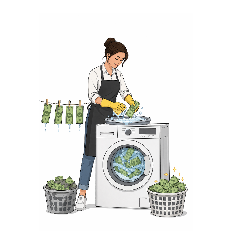 <p><strong><mark data-color="green" style="background-color: green; color: inherit;">money laundering</mark> /ˈmʌni ˈlɔːndərɪŋ/</strong></p><p><strong>DEUTSCH: </strong></p><p>die Geldwäsche</p>