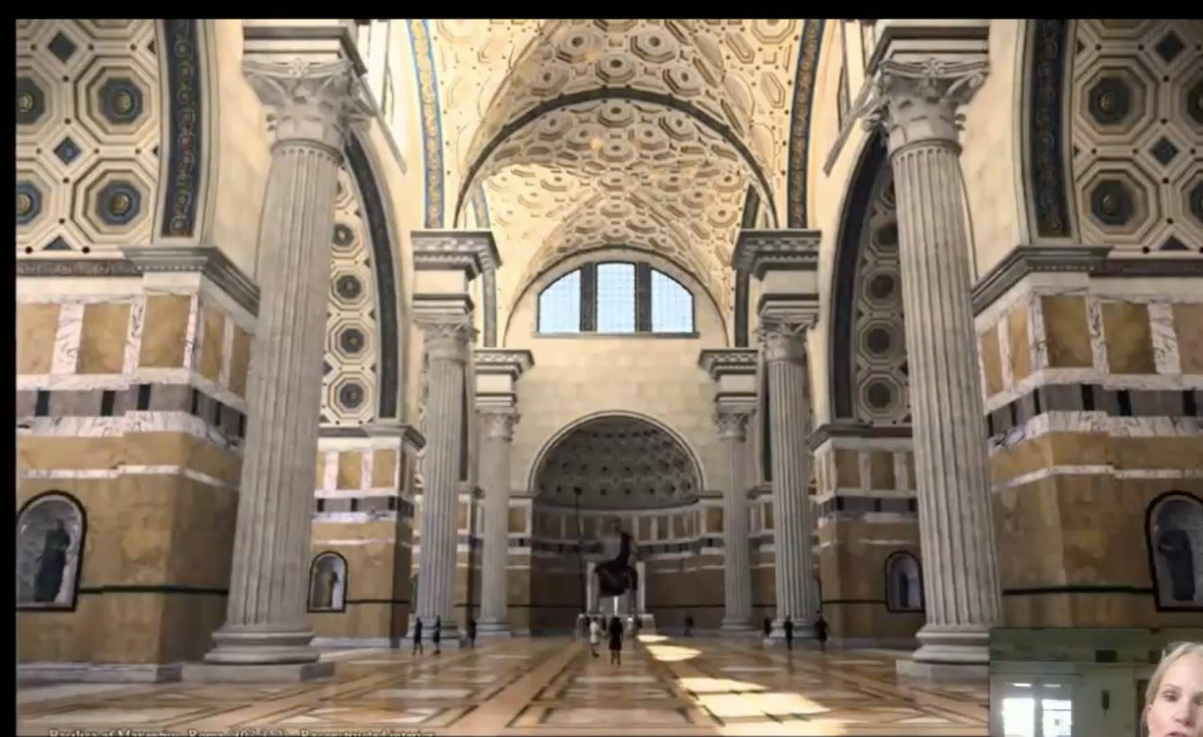 <p>Artist’s rendering( bản phác thảo)  of interior with colossal statue </p>