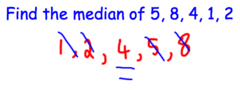 <p>the middle number or the mean of the two middle numbers</p>