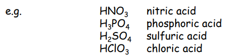 <p>a compound that contains oxygen, at least one other element, at least one hydrogen bound to oxygen, and produces a conjugate base by proton loss.</p>