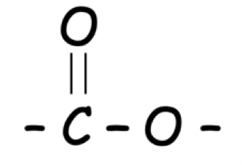 <p>An ester can be identified by its ester link </p>