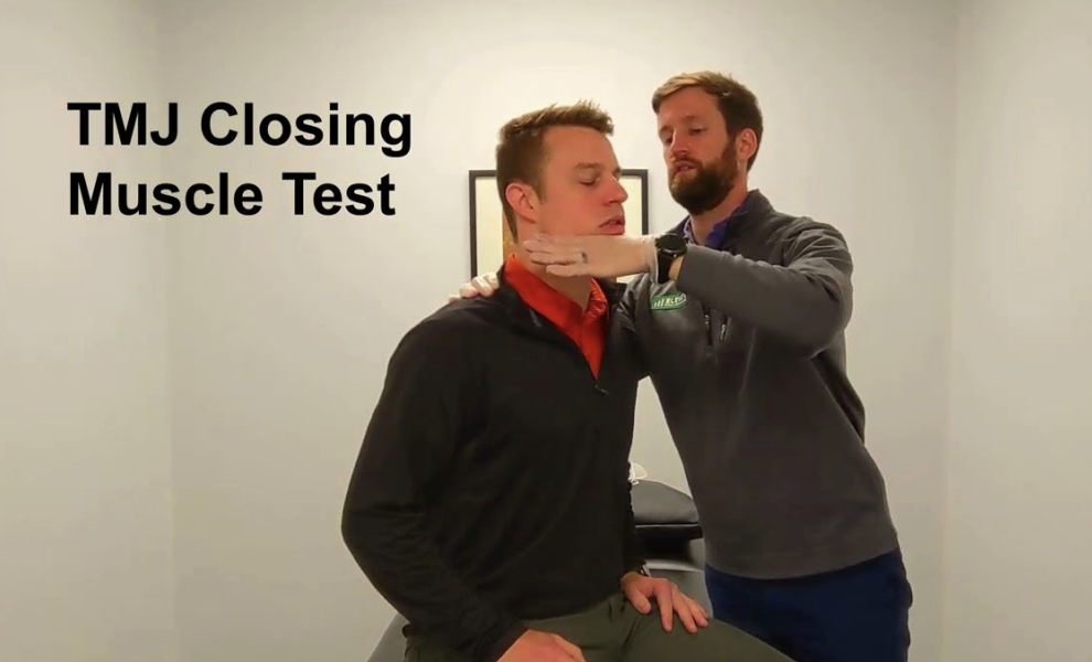 <p>• Resistance is applied against jaw closure to test the strength of the masseter, temporalis, and pterygoids muscles.</p>
