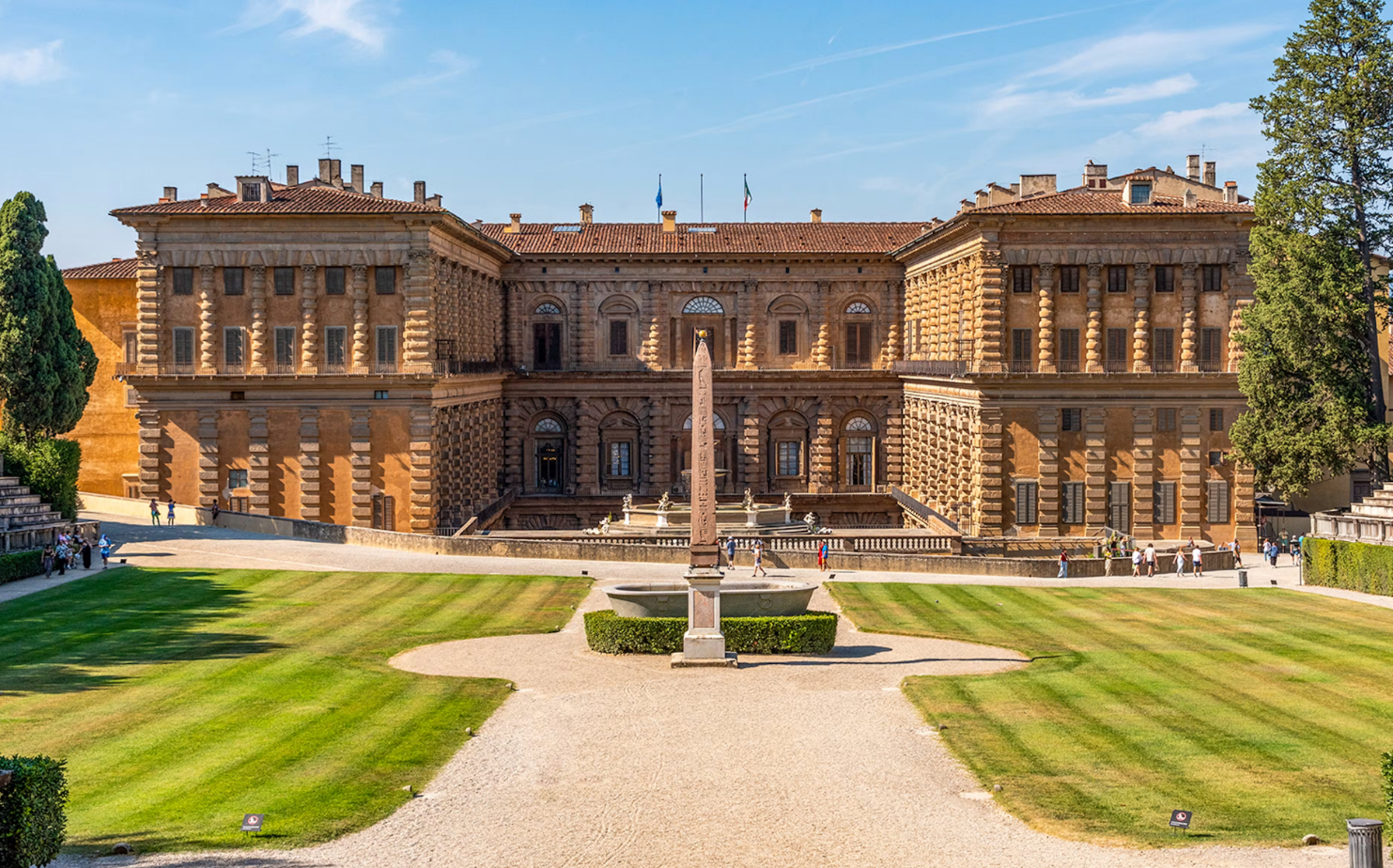 <p>palazzo pitti</p><p>now a museum</p><p>1458 - 1631</p><p>by bartolomeo ammannati</p><p>with the boboli gardens</p>