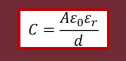 <ul><li><p>Area overlap (More area = More space to store electrons, C <span style="font-size: medium;">∝ </span>A)</p></li><li><p>Permittivity of dielectric (Higher permittivity = makes it easier to transfer electrons C <span style="font-size: medium;">∝ </span><span>ε1 [ε0 x εr]</span>)</p></li><li><p>Distance between plates (When distance is small the force between the plates is greater, allowing you hold more electrons in place, C <span style="font-size: medium;">∝ </span>1/d</p></li></ul><p></p>