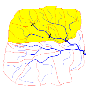 <p>-Relatively low gradient</p><p>-Much less turbulence and erosion, some deposition occurs as water slows</p><p>-More flow from a larger upstream catchment area</p><p>-Larger streams/small rivers</p>