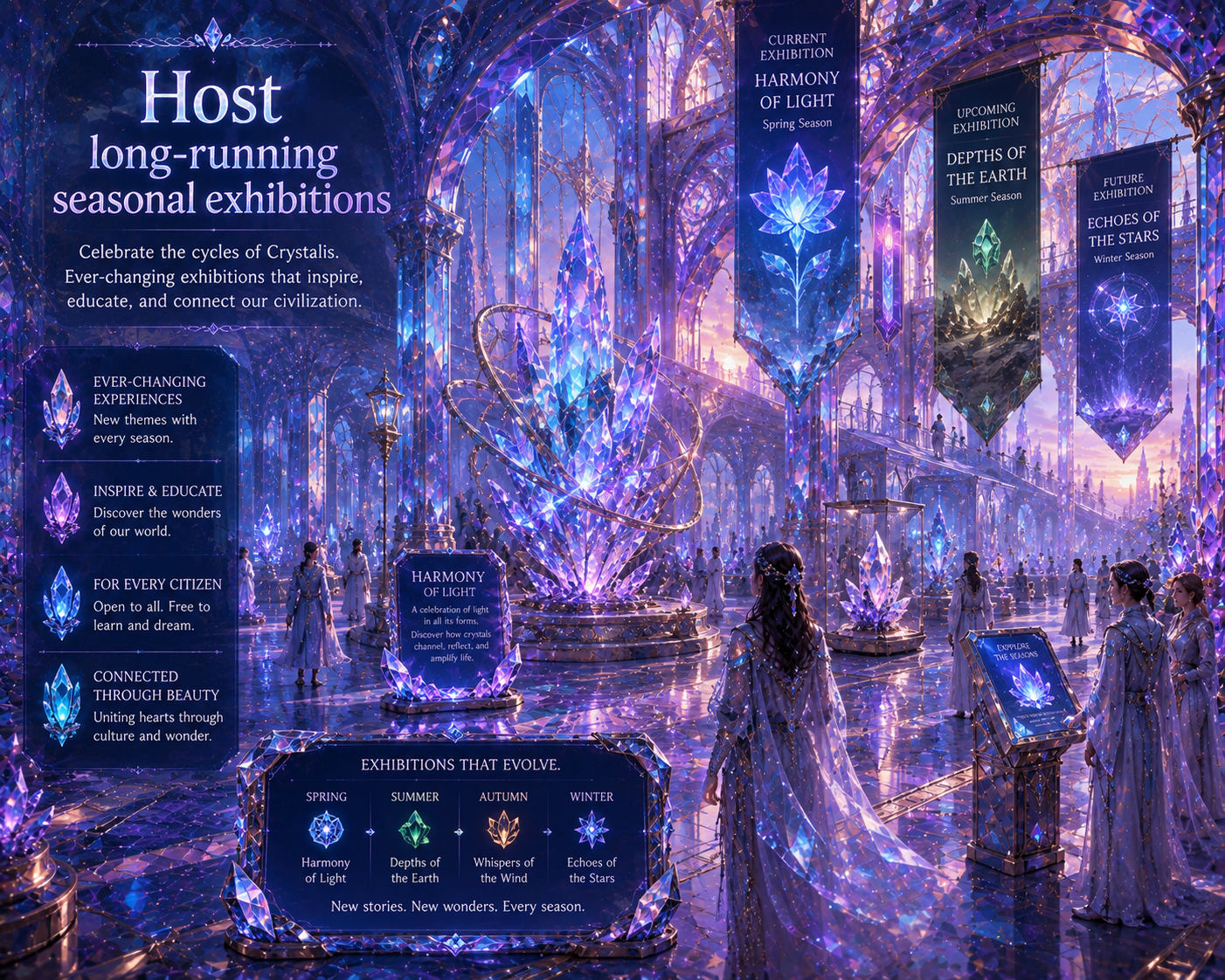 <p>host long-running seasonal exhibitions</p>