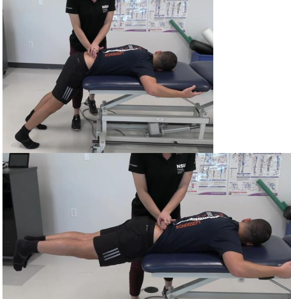 <p><strong>Purpose:</strong> See if active muscle stabilization reduces symptoms; Determine whether lumbar stabilization exercises may decrease the patient’s pain</p><p></p><p><strong>How to Perform:</strong></p><ol><li><p>Patient prone at edge of table with both feet on the floor</p></li><li><p>Perform PA glide over the painful/hypermobile lumbar segment</p></li><li><p>Reassess the same PA glide with the legs lifted off the floor</p></li></ol><p></p><p><strong>Positive Test:</strong> Pain decreases or symptoms change when the legs are lifted</p><p></p><p><strong>Interpretation:</strong></p><ul><li><p>Positive = patient may benefit from stabilization exercises</p></li><li><p>Negative = stabilization exercises may be less helpful/questionable</p></li></ul><p></p>