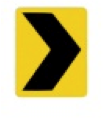 <p>Sharp curve ahead. This sign warns you of a change in direction or narrowing of the road. You may find several of these signs on the outside of a sharp curve or on approaches to a narrow bridge.</p>