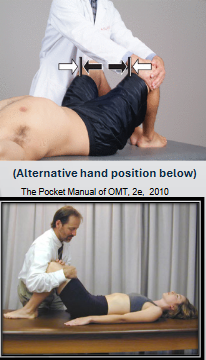 <ul><li><p>flex hips + knees w/ feet on table</p></li><li><p>ABduct knees (~18 inches) → ADduct knees while pt. ABduct against force</p></li><li><p>3-5 sec force, 2 sec relax, 3-5x</p></li><li><p>revaluate</p></li></ul><p></p>