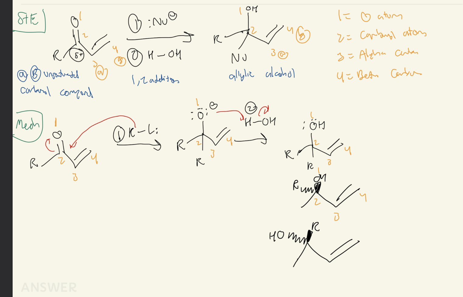 <p>(1,2 Addition)</p><p><strong>ALPHA BETA Unsaturated Ketone → Alcohol</strong></p>